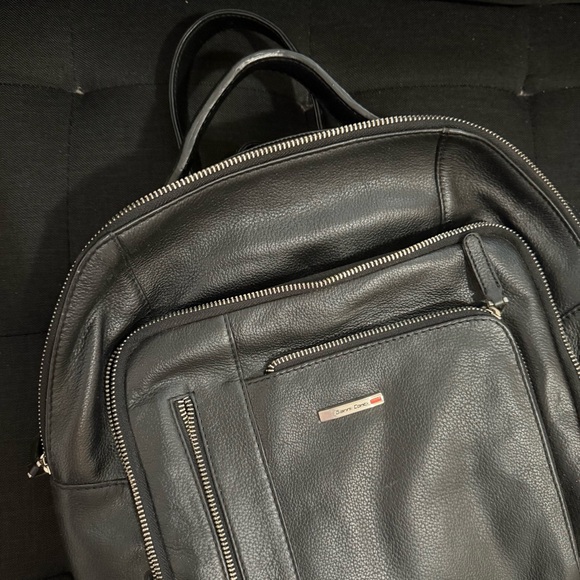Gianni Conti Classic Leather Book Bag backpack Black Made in Italy - Picture 2 of 6
